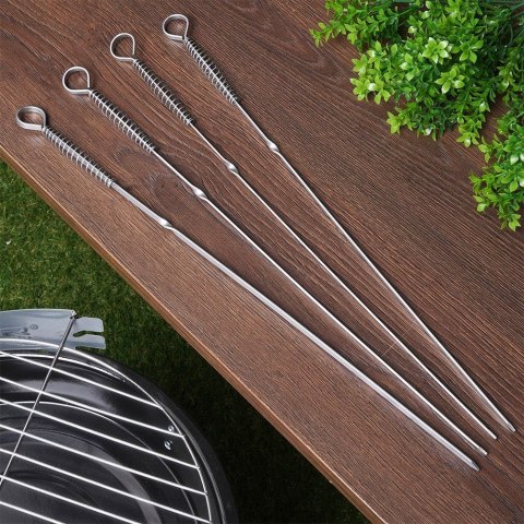 Szpikulce do Szaszłyków Stalowe 4 szt. 42,5 cm VAGGAN Długie Pętelka