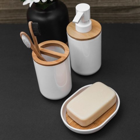 Mydelniczka z Wkładką Bambusową Biała 13 x 8 cm Tworzywo VILDE