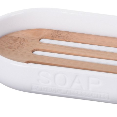 Mydelniczka z Wkładką Bambusową Biała 13 x 8 cm Tworzywo VILDE