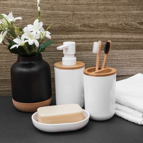 Mydelniczka z Wkładką Bambusową Biała 13 x 8 cm Tworzywo VILDE