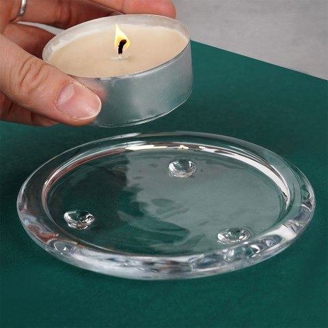 Podstawka pod Świecę Szklana Okrągła Przezroczysta 10 cm HSC Dekoracyjna