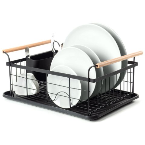 Suszarka do Naczyń na Talerze Sztućce Pojemna Czarna VILDE 42,5x29,5x19 cm