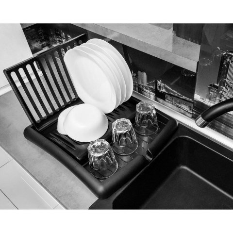 Suszarka na Naczynia Składana Czarna z Lejkiem Ociekacz na Talerze VILDE
