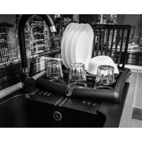 Suszarka na Naczynia Składana Czarna z Lejkiem Ociekacz na Talerze VILDE