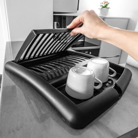 Suszarka na Naczynia Składana Czarna z Lejkiem Ociekacz na Talerze VILDE