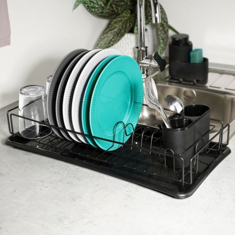Suszarka na Naczynia Ociekacz Czarny z Wyjmowaną Tacą 50 cm VILDE