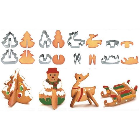 Wykrawacze do Ciastek 8 el. LA CUCINA 3D Stal Nierdzewna Świąteczne
