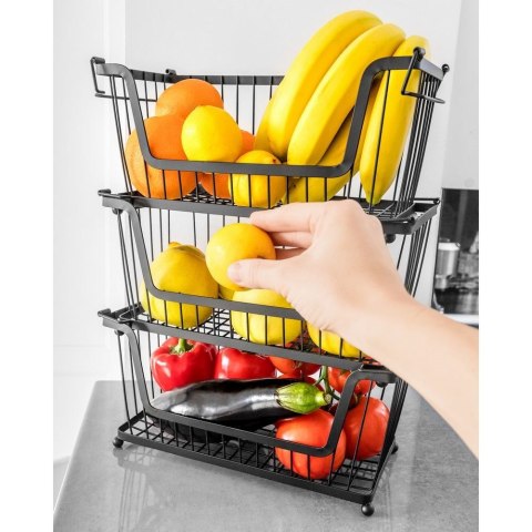 Koszyk na Owoce i Warzywa Metalowy Czarny VILDE Uniwersalny
