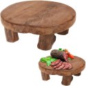 Deska do Serwowania Tekowa HOME STYLING 20 cm Okrągła Drewniana na Nóżkach