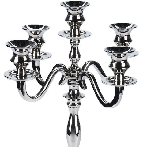 Świecznik Kandelabr 5-Ramienny Srebrny VILDE Metal Wysoki Połysk