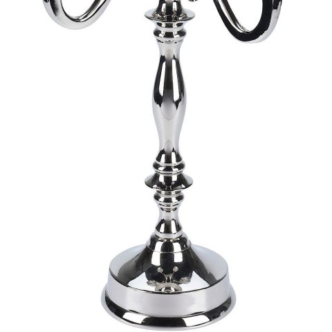 Świecznik Kandelabr 5-Ramienny Srebrny VILDE Metal Wysoki Połysk