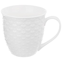 Kubek ceramiczny z uchem do picia kawy herbaty napojów serca biały 580 ml