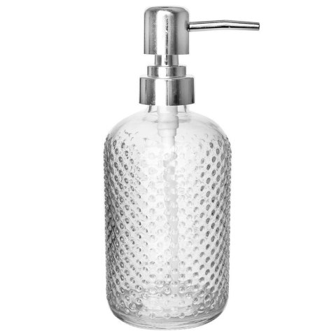 Dozownik do Mydła ORION 430 ml Szklany Ryflowany z Srebrną Pompką