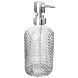 Dozownik do Mydła ORION 430 ml Szklany Ryflowany z Srebrną Pompką