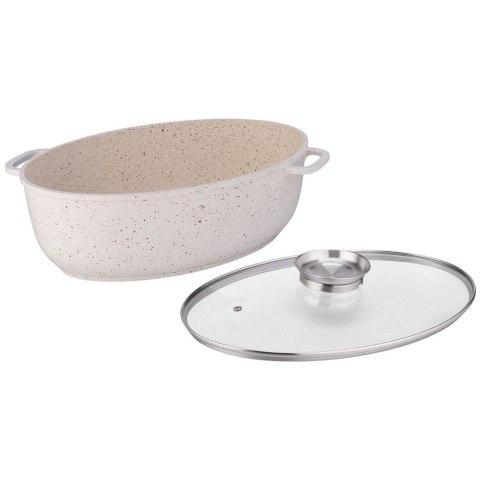 Brytfanna Gęsiarka do Piekarnika Granitowa Pokrywa Owalna NAVA 39,5x26,5 cm