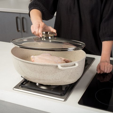 Brytfanna Gęsiarka do Piekarnika Granitowa Pokrywa Owalna NAVA 39,5x26,5 cm