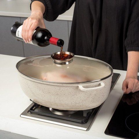 Brytfanna Gęsiarka do Piekarnika Granitowa Pokrywa Owalna NAVA 39,5x26,5 cm