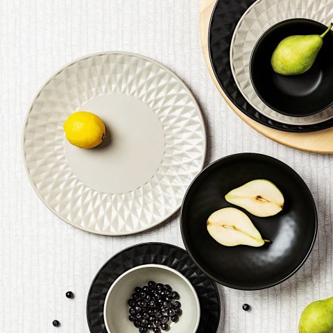 Talerz Deserowy Ceramiczny Szary NAVA SOHO 20 cm Tłoczenia Zmywarka