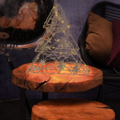 Choinka Ozdoba Świąteczna Świecąca 14 LED Złota Stojąca Solidna VILDE 29 cm