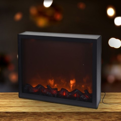 Kominek LED Elektryczny Wolnostojący Metalowy Czarny Solidny VILDE 41x35 cm