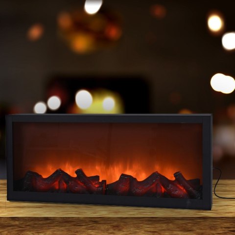 Kominek Elektryczny Ogień Ognisko LED Metalowy Czarny Solidny ORION 57x25cm