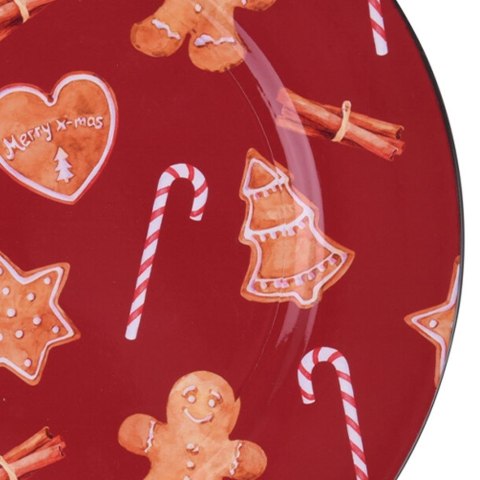 Podtalerz Świąteczny Okrągły Czerwony 33 cm VILDE z Motywem Pierników