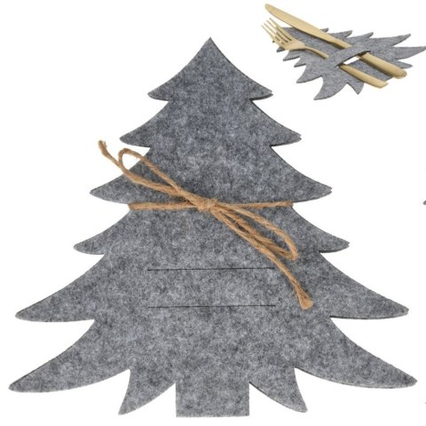 Zestaw 4 Pokrowce Etui na Sztućce Filc VILDE Świąteczna Choinka