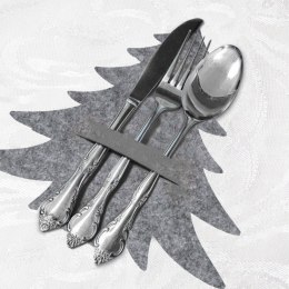 Zestaw 4 Pokrowce Etui na Sztućce Filc VILDE Świąteczna Choinka