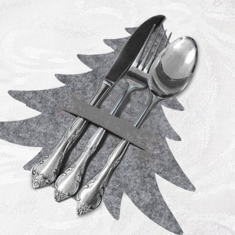 Zestaw 4 Pokrowce Etui na Sztućce Filc VILDE Świąteczna Choinka