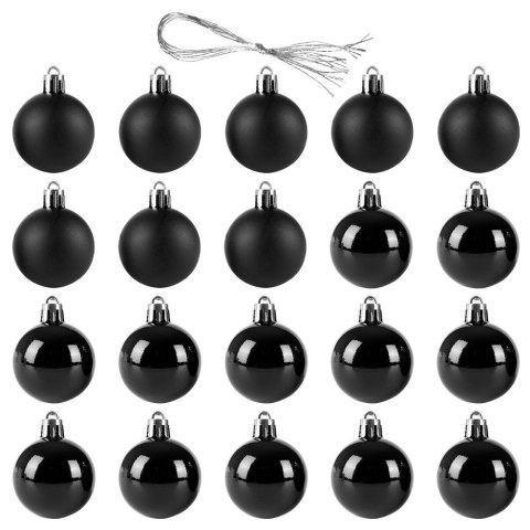 Bombki Choinkowe Czarne Nietłukące 4 cm 20 szt. ORION Świąteczne Komplet