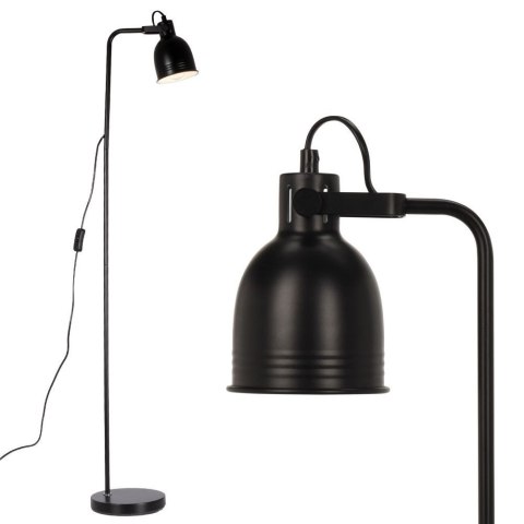 Lampa stojąca podłogowa metalowa do czytania nocna czarna loft 129 cm