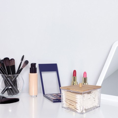 Pojemnik na Patyczki Kosmetyczne Bambus 9,5 x 9,5 x 8,5 cm ELEGANZA