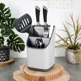 Ociekacz na Sztućce 14 x 14 x 23 cm Tworzywo Szare z Podstawką VILDE