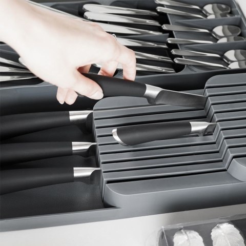 Organizer na Noże do Szuflady 39 x 14,5 x 7,5 cm VILDE Szary na 18 Noży