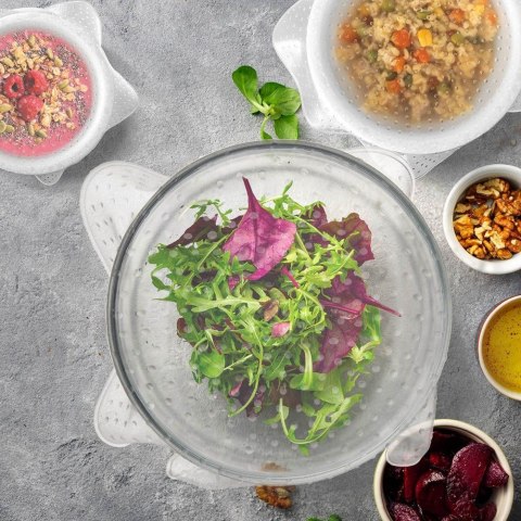 Zestaw 3 Pokrywki Silikonowe Uniwersalne 15 20 26 cm ORION do Żywności