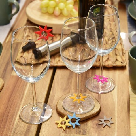 Znaczniki 8 szt. ORION na Szklanki Kieliszki Silikonowe Gwiazdki