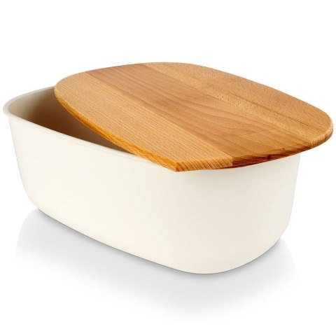 Chlebak Pojemnik na Chleb z Drewnianą Deską Kremowy VILDE 39x23,5x15,5 cm