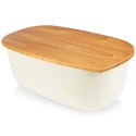 Chlebak Pojemnik na Chleb z Drewnianą Deską Kremowy VILDE 39x23,5x15,5 cm