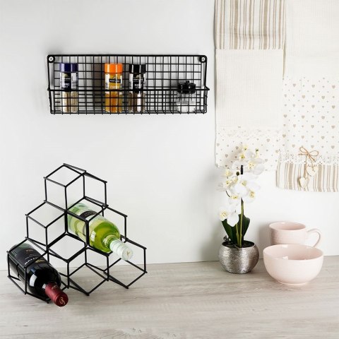 Półka na Przyprawy Metalowa Wisząca Loft Czarna Solidna ORION 9,5x6,5x14 cm