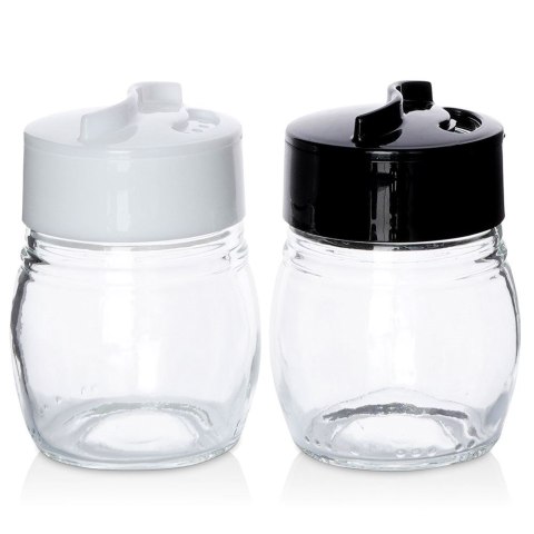 Solniczka Pieprzniczka Szklana Czarna Biała Zakrętka 75 ml EH