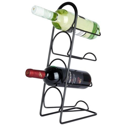 Stojak na wino metalowy czarny 4 butelki 21x12x43 cm