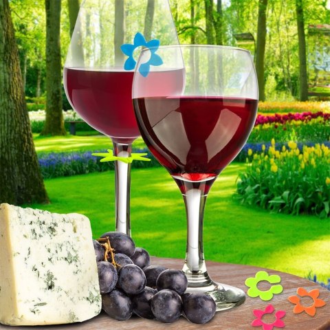 Znaczniki 10 szt. ORION na Szklanki Kieliszki Kwiaty Kolorowe