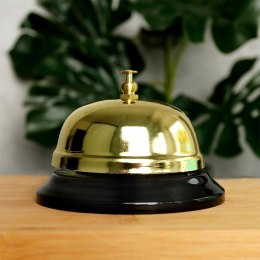 Dzwonek stołowy recepcyjny ręczny metalowy złoty 8,5x6 cm
