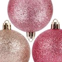 Bombki Choinkowe VILDE Różowe 6 cm Zestaw 6 szt. Nietłukące Brokatowe