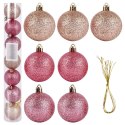 Bombki Choinkowe VILDE Różowe 5 cm Zestaw 7 szt. Nietłukące Brokatowe