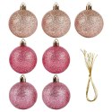 Bombki Choinkowe VILDE Różowe 5 cm Zestaw 7 szt. Nietłukące Brokatowe