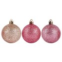 Bombki Choinkowe VILDE Różowe 5 cm Zestaw 7 szt. Nietłukące Brokatowe