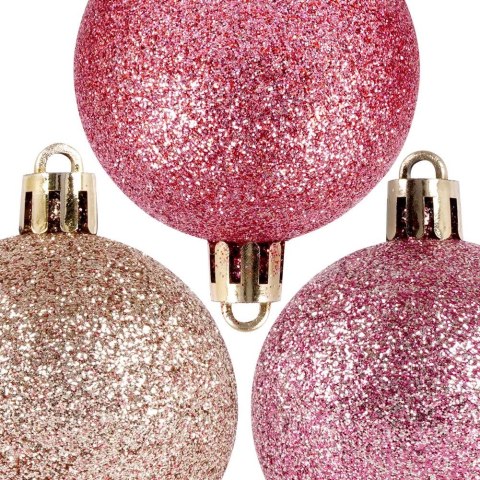Bombki Choinkowe VILDE Różowe 5 cm Zestaw 7 szt. Nietłukące Brokatowe