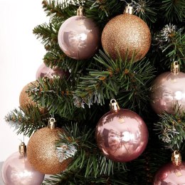 Bombki Choinkowe VILDE Różowe 6 cm Zestaw 12 szt. Nietłukące Brokat