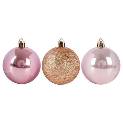 Bombki Choinkowe VILDE Różowe 6 cm Zestaw 12 szt. Nietłukące Brokat